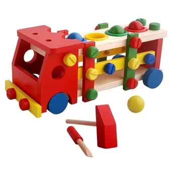 

DIY Wooden Children's Educational Toy Screw Nut Disassembly Combination Car Building Block Toy Pretend to Play