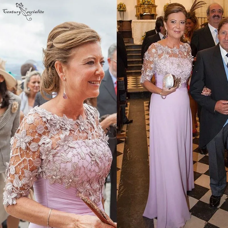 Lavendel Lange Moeder Van De Bruid Jurken Lace Halve Mouwen Floor Lengte Chiffon Formele Gowns Bruiloft Gast Jurk Lavendel Lange Moeder Van De Bruid Jurken Lace Halve Mouwen Floor Lengte Chiffon Formele Gowns Bruiloft Gast Jurk