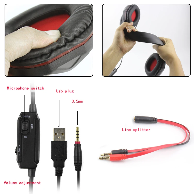 3 5Mm Gaming Headset With Led Light Microphone Stereo Earphones Deep Bass For Ps4 One Pc Computer Laptop
