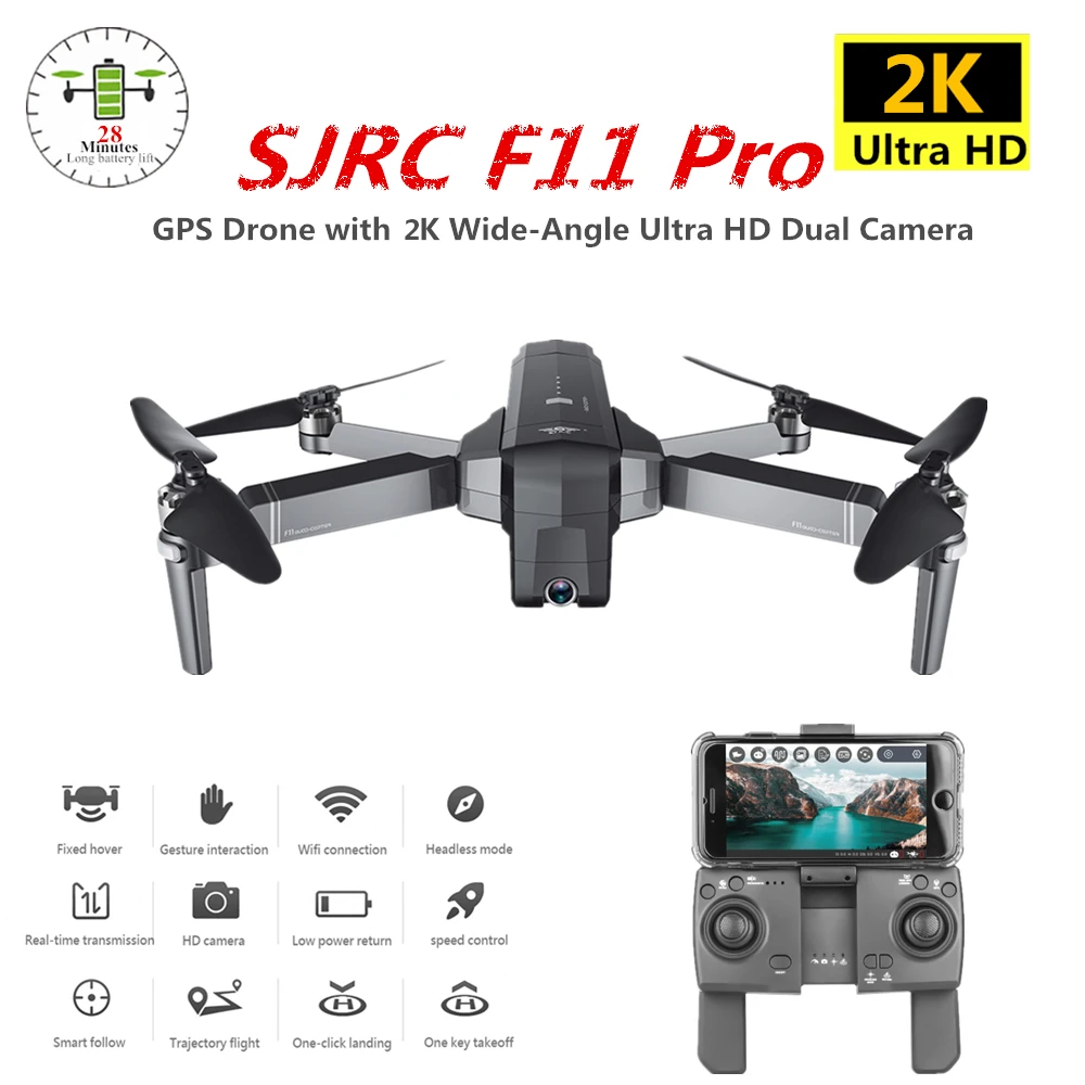 SJRC F11 Pro GPS Drone с Wi Fi FPV 2K/1080P камера бесщеточный Quadcopter время полета 28 минут Quadrocopter Dron