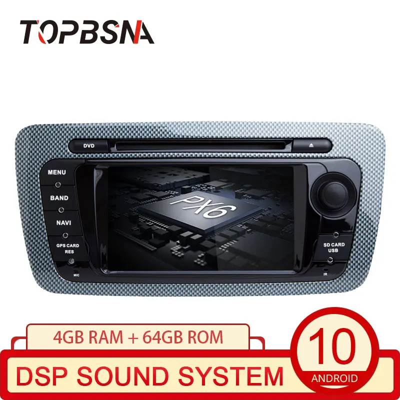 Автомагнитола TOPBSNA 2 Din Android 10 мультимедийный плеер для Seat Ibiza 6j 2009 2010 2012 2013 GPS