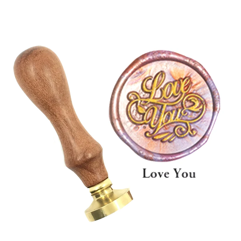Изысканная краска восковая печать LOVE YOU латунная ручка деревянная DIY старинная в