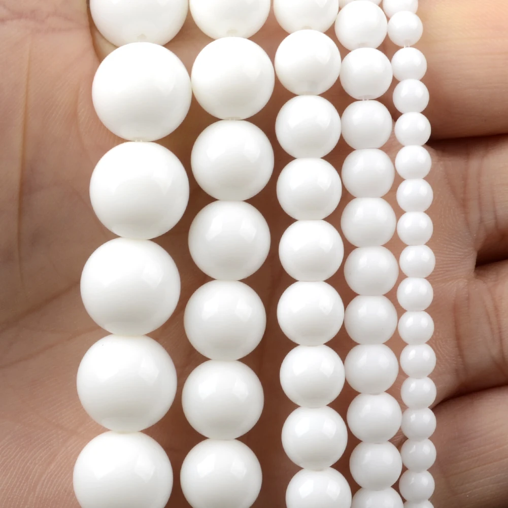 White Agates Stone Round Loose Spacer Beads For Jewelry Making DIY Bracelet Handmade 4/6/8/10/12mm