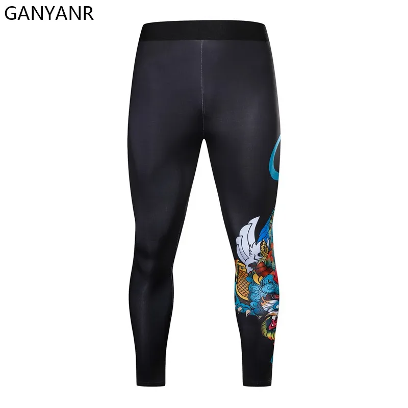 GANYANR Men Running Tights Basketball Compression Pants Legging Gym Sportswear Fitness Sport Sexy Yoga Track Workout Long Winter