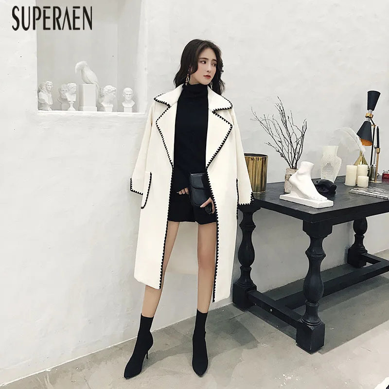 SuperAen, модное шерстяное Женское пальто, новинка, Осеннее и зимнее повседневное женское Шерстяное Пальто, модная женская одежда
