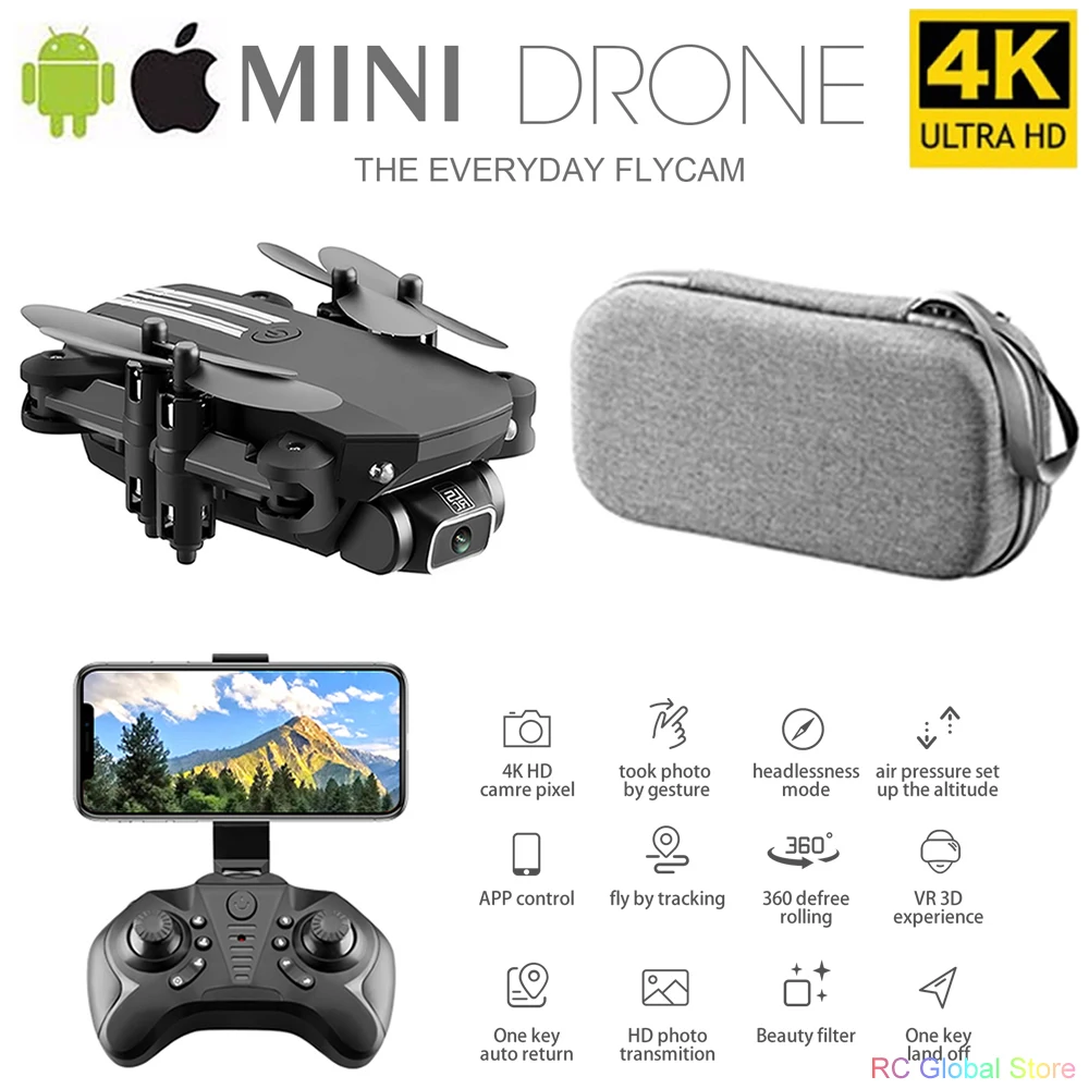 

Mini Drone with 4K HD Camera WiFi FPV UAV Aerial Photography Helicopter Foldable LED Light Quadrocopter best gift for children