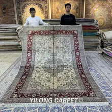 YILONG 6'x9' бежевый шелковый ковер ручной работы традиционные персидские ковры для гостиной(YXR367B