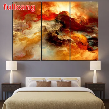 

Abstract colorful clouds 5d diy diamond painting large mazayka embroidery Triptych full square round drill home decor JX975