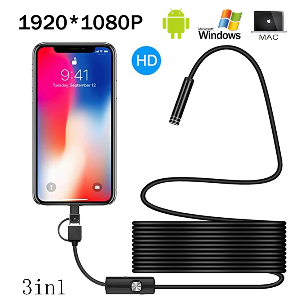 Mini Endoscope Camera for Phone Computer Laptop Waterproof Endoscope With Light for Car Repair Tube Check USB Camera