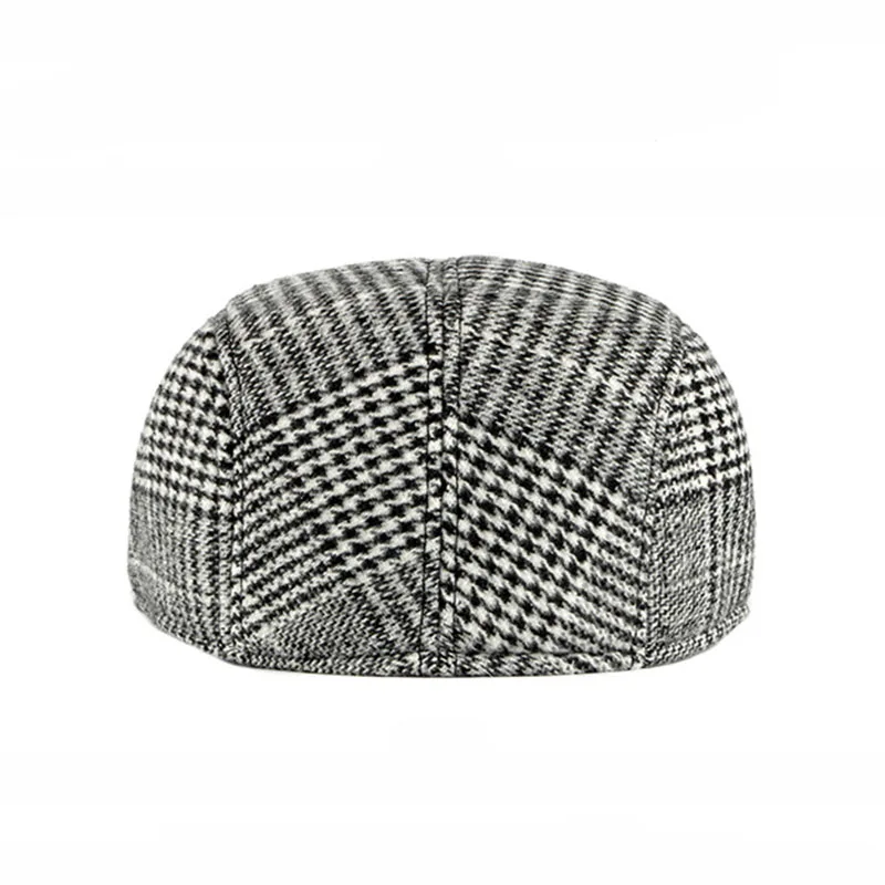 Fibonacci New Autumn Winter Beret Hats Retro Middle Age Old Age Plaid Men Newsboy Cap