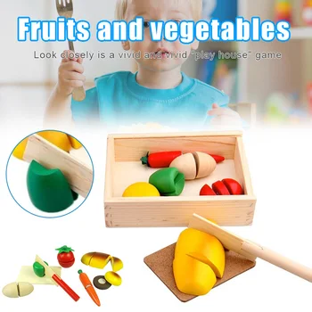 

Hot Selling Kids Childrens Pretend Play Simulation Fruit Vegetable Bread Toy Set Wooden Kitchen Toys Kit LBV
