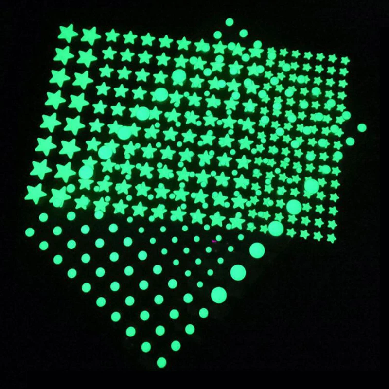 3D стерео светящиеся флуоресцентные наклейки точек маленькие звезды гостиная
