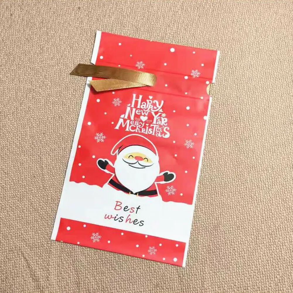 50 шт./компл. Санта Клаус Xmas держатели для подарков на Рождество мешок с персонажем из мультфильмов высокого качества шнурок лося подарок пакет для конфет - Цвет: 3