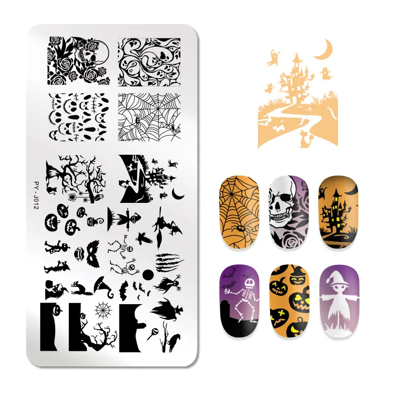

PICT YOU Rectangle Halloween Series Nail Stamping Plates Nail Art Stamping Image Plate Nail Art Stamps Design Tools J012