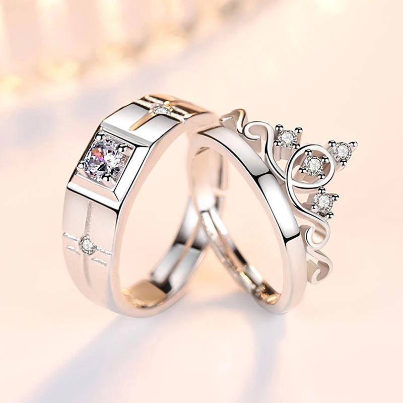 JSMYGS anillos coreanos de moda para Mujeres Hombres anillo pareja anillos de boda S925 corona de plata de ley joyería de boda|Anillos| - AliExpress