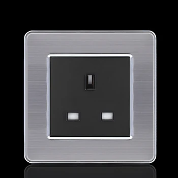 

UK Standard wall Socket Outlet,13A Plug Charge Adapter Outlet Socket,86*86cm, AC 110-250V, Stainless steel panel
