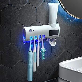 

UV Toothbrush Sanitizer Holders Solar Powered Wall Mount with Toothpaste Dispenser VJ-Drop