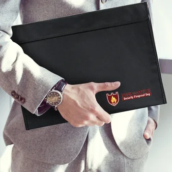 

Large capacity Fireproof Safe Money Document Bag Water Resistant Document Holder Storage For Files Passport Valuables Zipper