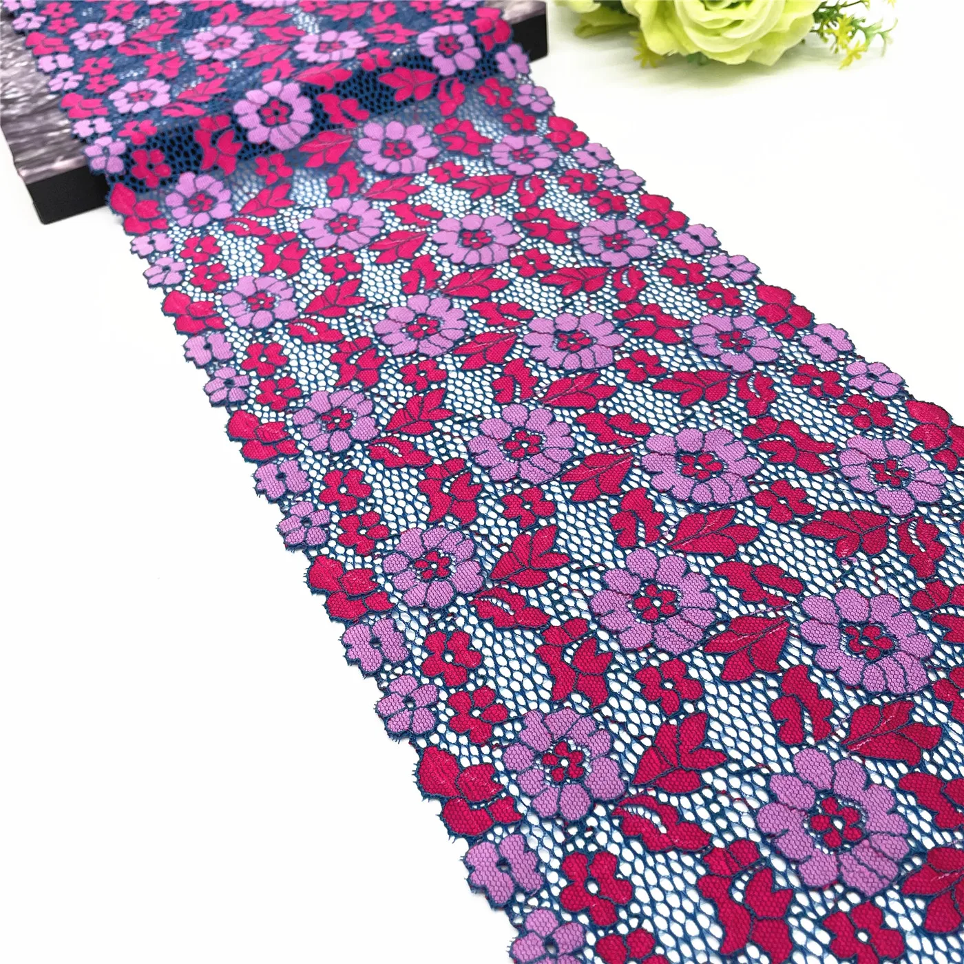 3y/lot Width 8 inch 20.50cm Mixed Lilac Red Stretch Elastic Lace 1