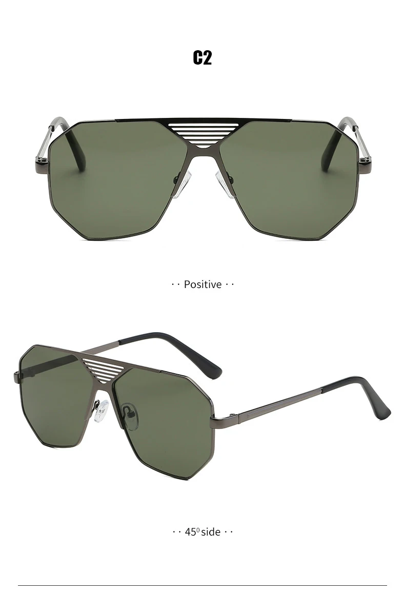 Мужские многоугольные солнцезащитные очки, женские европейские стимпанк брендовые негабаритные новые металлические полые градиентные трендовые солнцезащитные очки UV400 Мужские gafas de