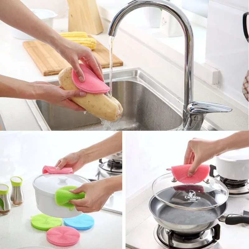 Силиконовая щетка для чистки губка для мытья посуды многофункциональные столовые приборы для овощей и фруктов кухонные инструменты