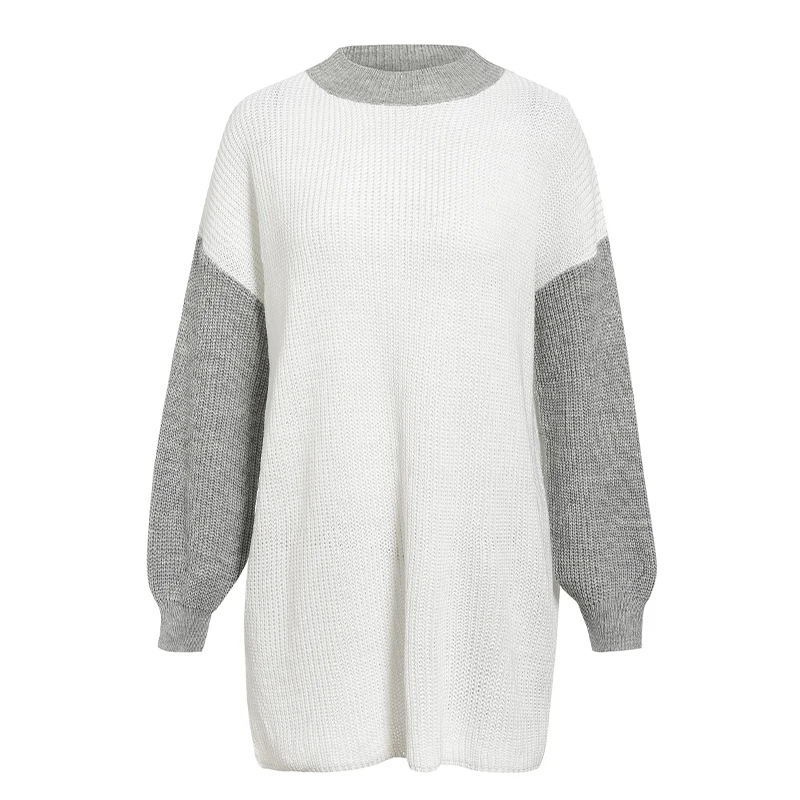 Misswim Повседневный вязаный свитер большого размера для женщин, цветной длинный пуловер, свитер для женщин, зима-осень, свитер, платье, верхняя одежда XL - Цвет: S19ST1177-2