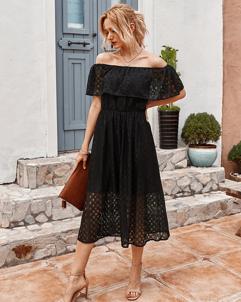 Платье женское с вырезом лодочкой модное пикантное Элегантное повседневное