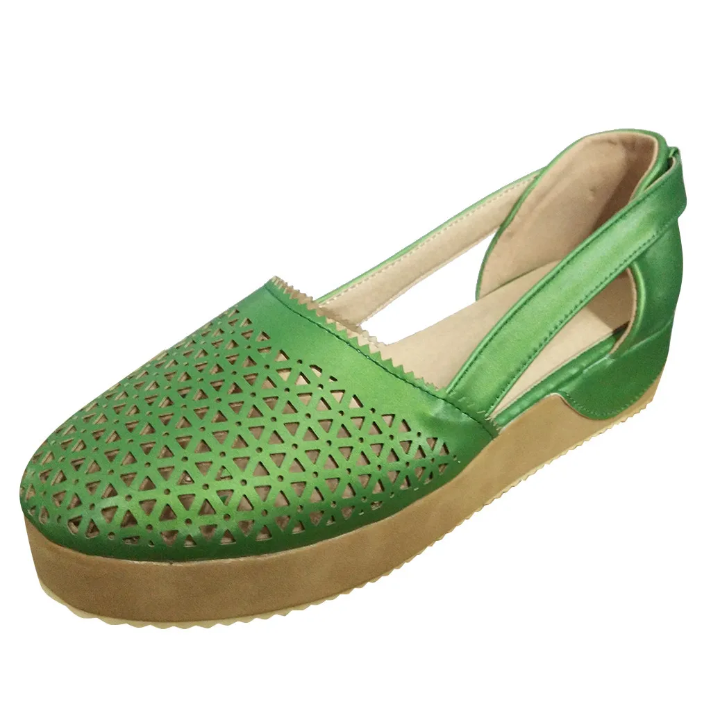 Женские летние сандалии с перфорацией; Кожаные Туфли с круглым носком ...