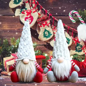 

2019 Xmas New Year DIY Christmas Striped Faceless Doll Sitting Posture Doll Christmas Items Santa Claus Doll Decoration