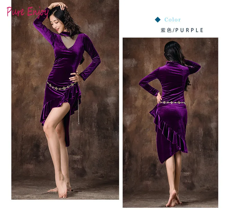 Удобный Mesh Belly Dance КостюКостюм танца живота платье танец живота одежда Bellydance 10 цветов одежда для танца индийские платьям Женщины 2шт. Set Top Slit Side Skirt Восточные танцы с коротким рукавом платье