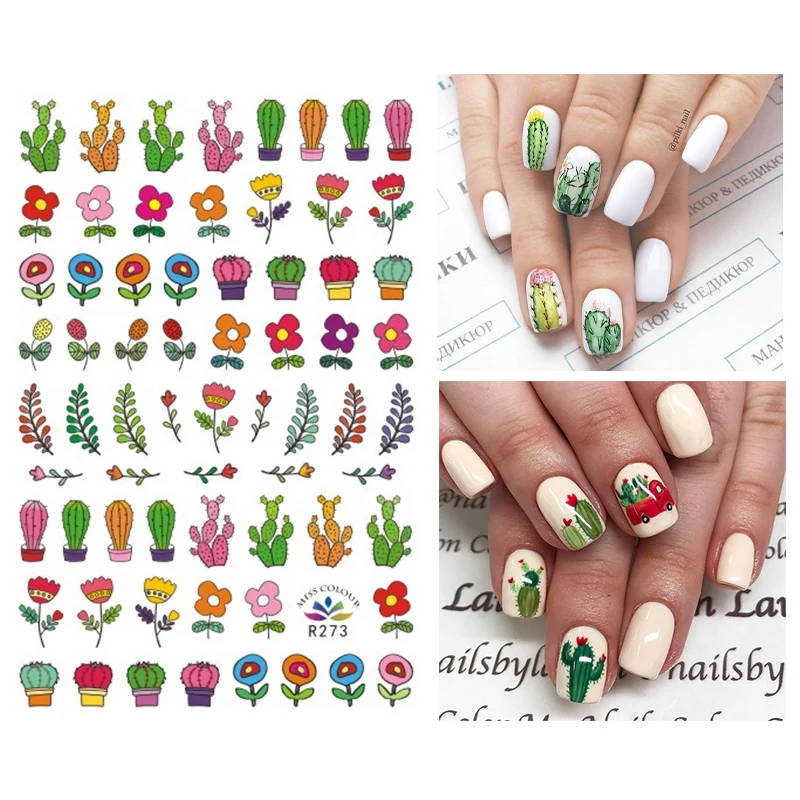 

1 Sheet Summer Nail Stickers Flower Leaf Patterns Colorful Leopard Print Design Transfer Decals Nail Art DIY Decoration Tool