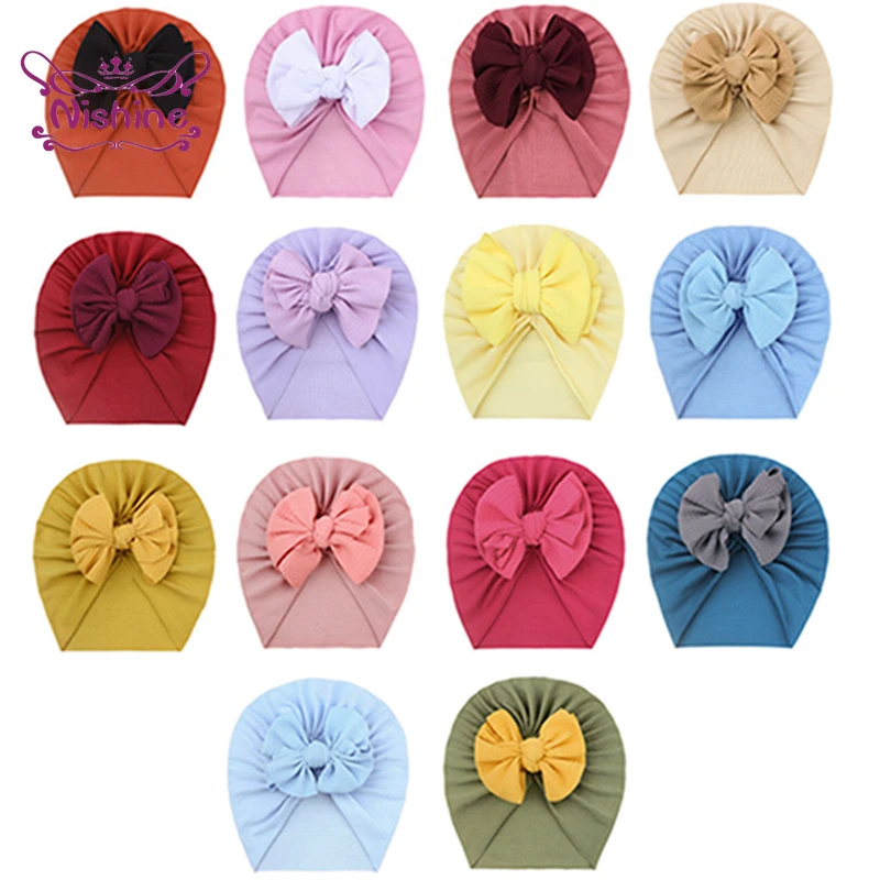 

Nishine Newborn Comfortable Soft Polyester Cotton Hats Fashion Handmade Knotted Baby Beanie Caps Kids Accessories Birthday Gifts