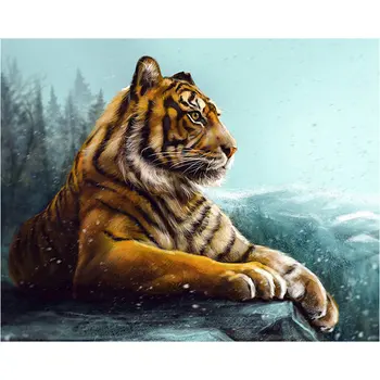 

Full Round Drill Square Diamond Animal 5D DIY Diamond Painting tiger Embroidered Crystal Mosaic Gift Cross Stitch Art Home Decor
