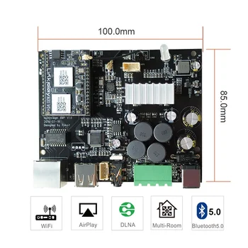 

Up2stream WiFi and Bluetooth5.0 HiFi Stereo Class D digital multiroom audio amplifier board 2.0 with Spotify Airplay Equalizer