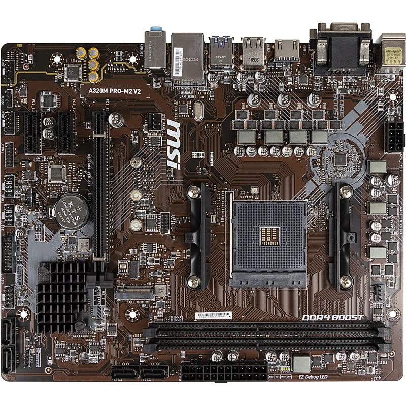 Motherboard MSI a320m pro m2 V2 soc am4 mATX AMD A320 2xddr4 AC'97 8ch