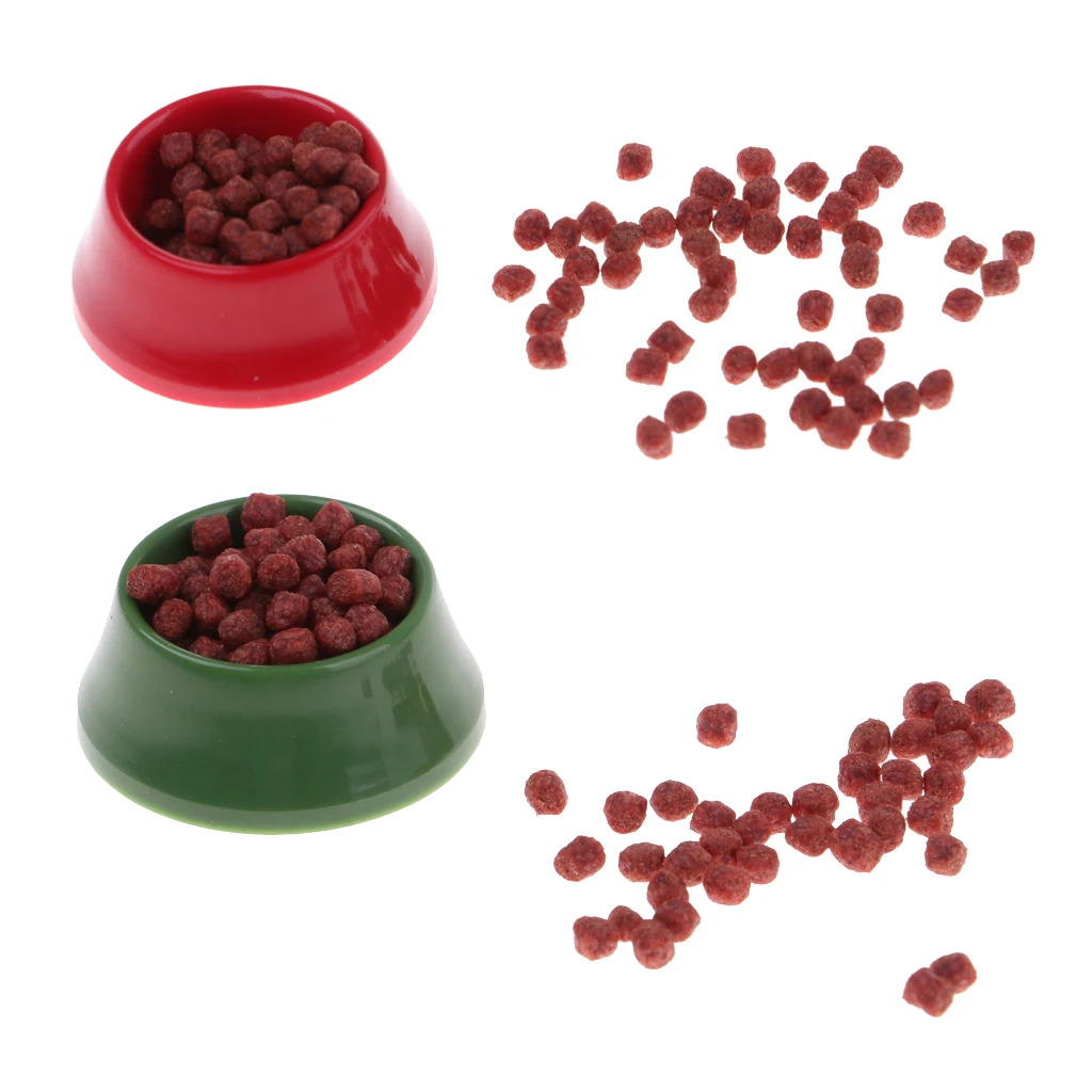 1/12 Dolls House Miniatures Puppy Pet Dog Food On a Bowl Kitchen Garden Dollhouse Decor Accessory