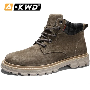 

Fashion Men Shoes Winter Chaussure Homme Cuir Pu Leather Sneakers Men Boot High Top Work Shoes Lace-up Boots Men Mens Work Boots