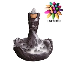 Керамическая статуэтка дракона Курильница для благовоний горелка ладан водопад курильница дракон ладан держатель домашний офис Декор+ 20 шт конусов