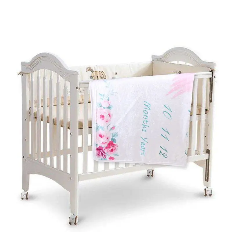 

Baby Monthly Milestone Blanket Newborn Photography Props Flannel Shower Towel E65D