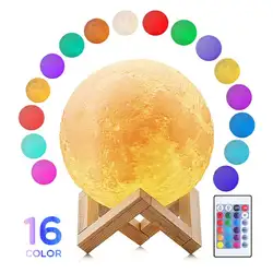 3D принт Лунная лампа 16 цветов креативный сенсорный выключатель перезаряжаемый светодиодный ночник с деревом домашний декор подставка