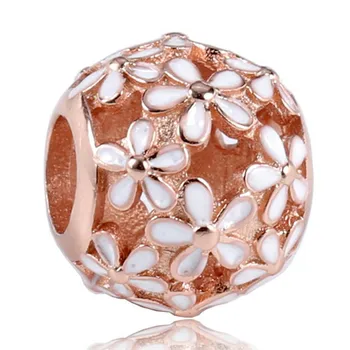 

Authentic 925 Sterling Silver Bead Charm Rose Openwork Enamel Darling Daisy Meadow Beads Fit Bracelet Bangle Diy Jewelry