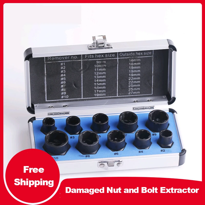 Damaged Nut and Bolt Extractor Bushing Head Remove Outer Hexagon Screw Tool Sleeve Bolt and Nut Broken Wire Extractor