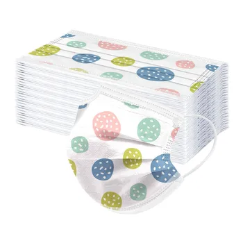 

100pcs Children's Disposable Mask Unisex Circle Cute Print Three Layers Non-woven Dustproof Sprotective Face Cover Mondkapjes