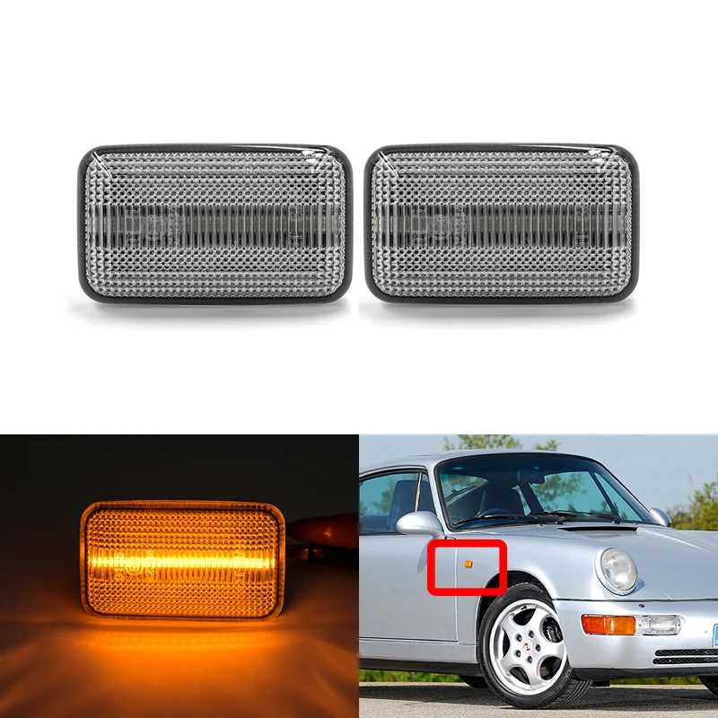 2x Front Amber Led Side Marker Lights For Porsche 911 924 944 959 968 For Audi 100 200 A6 80 90