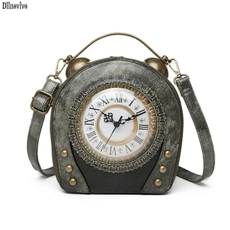 

Diinovivo Creative Clock Crossbody Bag Fashion Women Shoulder Bag Retro Leather Bags Luxury Hand Bag Personality Female WHDV1701