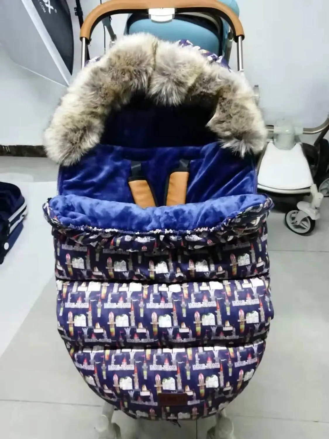 Детская зимняя Прогулочная ДЕТСКАЯ КОЛЯСКА с конвертом, утолщенная меховая прогулочная коляска ножная муфта для инвалидных колясок, теплые спальные мешки для новорожденных, конверт, спальные мешки