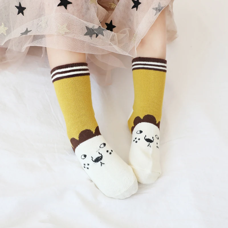 Детские носки для девочек хлопковые носки длиной до щиколотки Носки для хлопковая детская одежда для мальчиков и для маленьких животных, носки с принтом 5 пар/компл. на осень-зиму Носки пакет