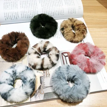 2019 New Women Winter Colorful Soft Plush Elastic Hair Band Ponytail Holder Sweet Scrunchie Headband Fashion Hair Accessories