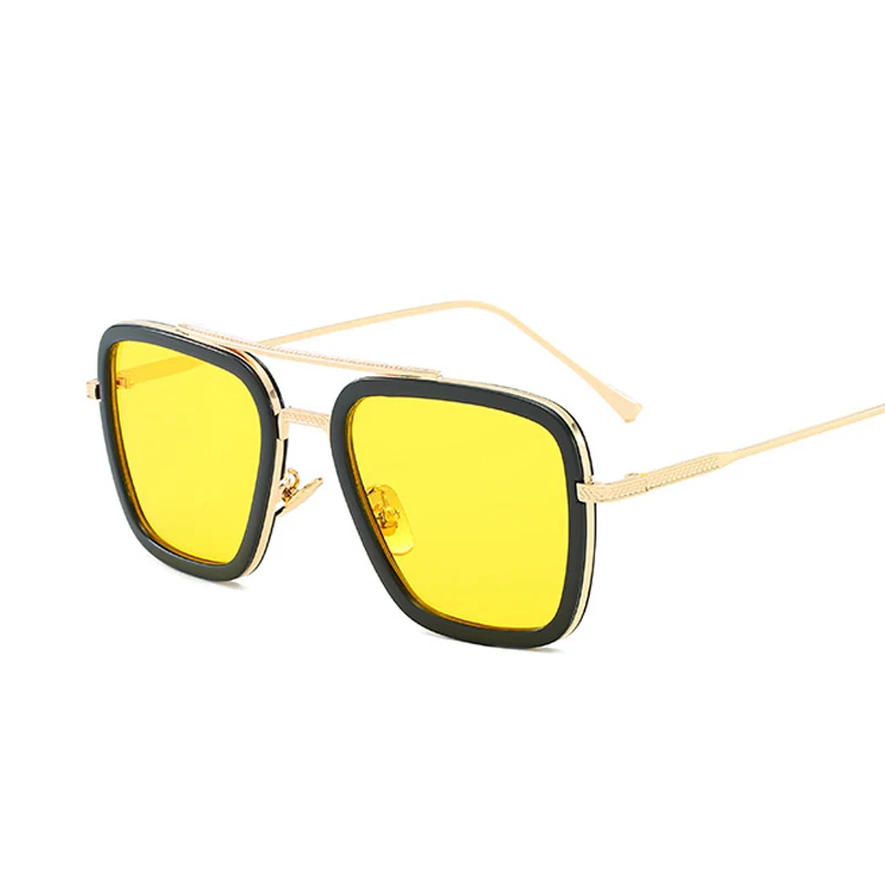 HBK, роскошные брендовые дизайнерские модные солнцезащитные очки, мужские винтажные Квадратные Солнцезащитные очки для вождения, солнцезащитные очки для мужчин, UV400 - Цвет линз: C11 gold yellow