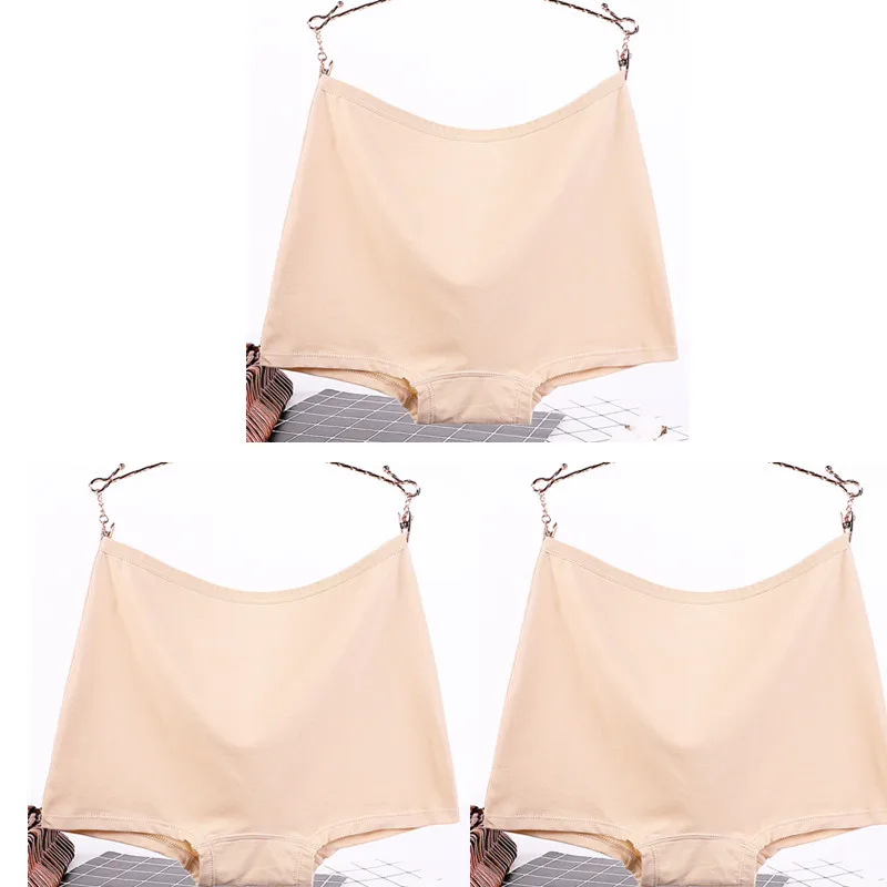 3 шт./партия, большие размеры, XL-6XL, противоизносные, средняя талия, женские хлопковые Однотонные трусы-шорты, дышащие, женское нижнее белье 3316 - Цвет: Skin X 3